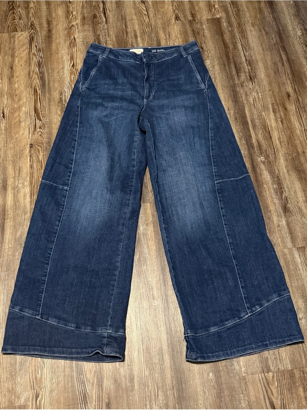 Pilcro Full Curve High Rise Wide Leg Jeans Women's 28 Dark Wash Stretch Denim